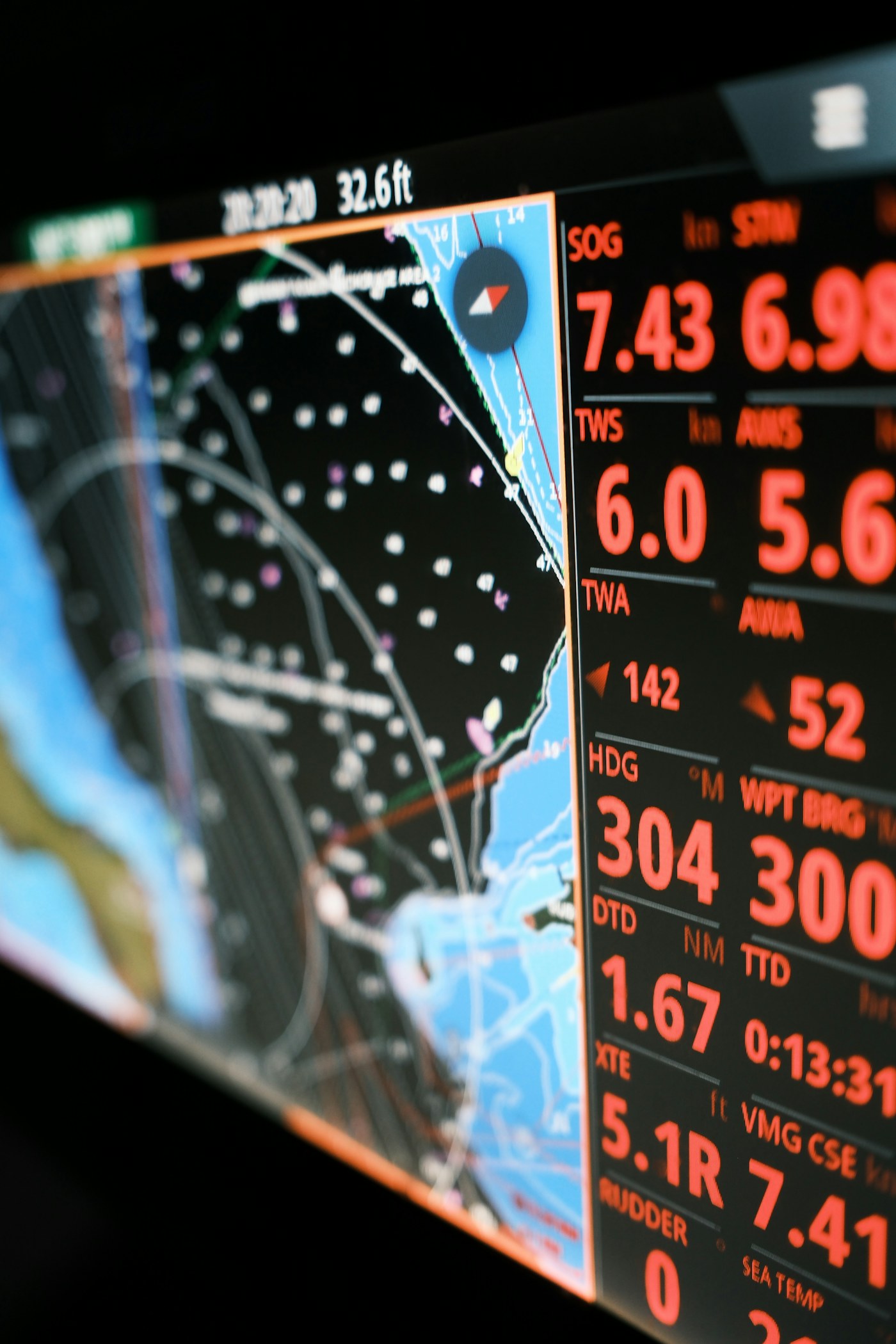 Electronic nautical chart display with navigation data