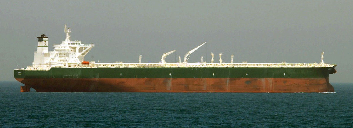 The AbQaiq ultra large crude carrier photographed from the air
